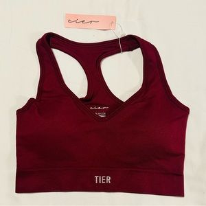 TIER ACTIVEWEAR Sports Bra Size Small- Burgundy